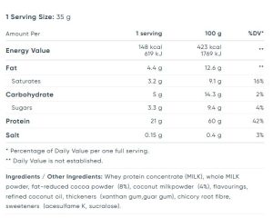 01 335 002 Bounty Protein Powder 875g facts